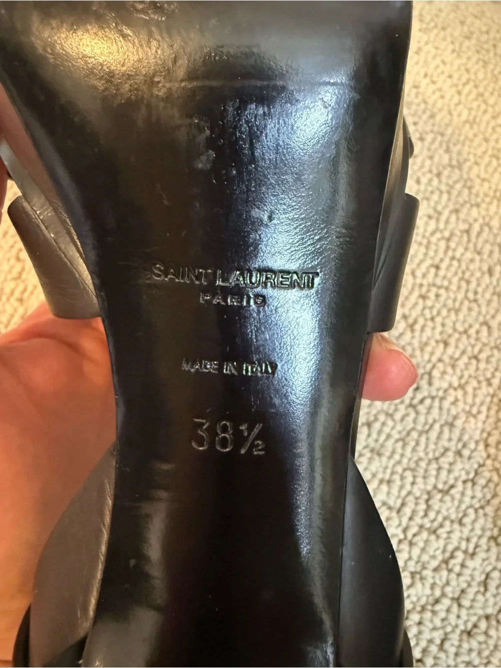 Saint Laurent Black Knotted T-Strap Platform Sandals - Picture 10 of 10